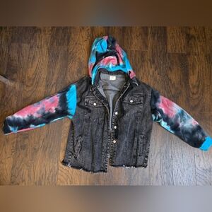 Tie-Dye Denim Jacket with Hood